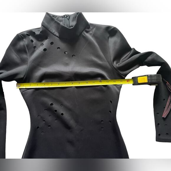 AX Paris Womens/Teen Black Mock Neck Bodycon Dress size 10 Fitted Penny Cut out - Picture 4 of 8